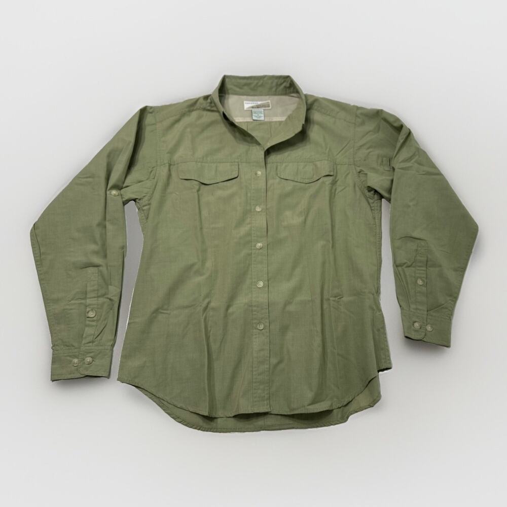 EXOFFICIO Buzz Off Shirt Women M Green Insect Shield Utility Outdoor Hiking Vent